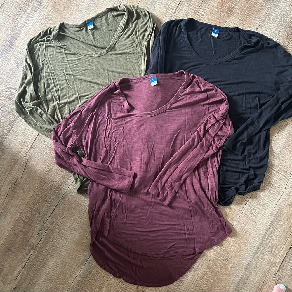 Old Navy Women's V-Neck Blouses - Black, Olive, Burgundy